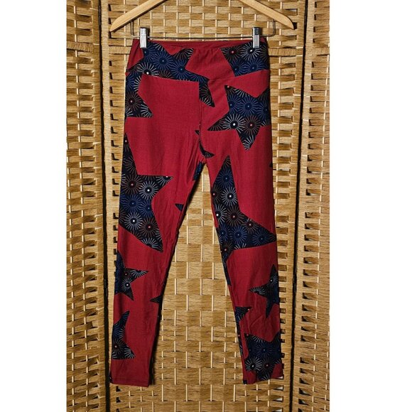 LuLaroe Starburst Red White Blue Leggings OS - Picture 3 of 3